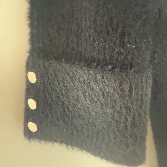 Morgan De Toi Black Sheath Dress with Mock Neck and Cuffed Sleeves - Picture 3 of 4